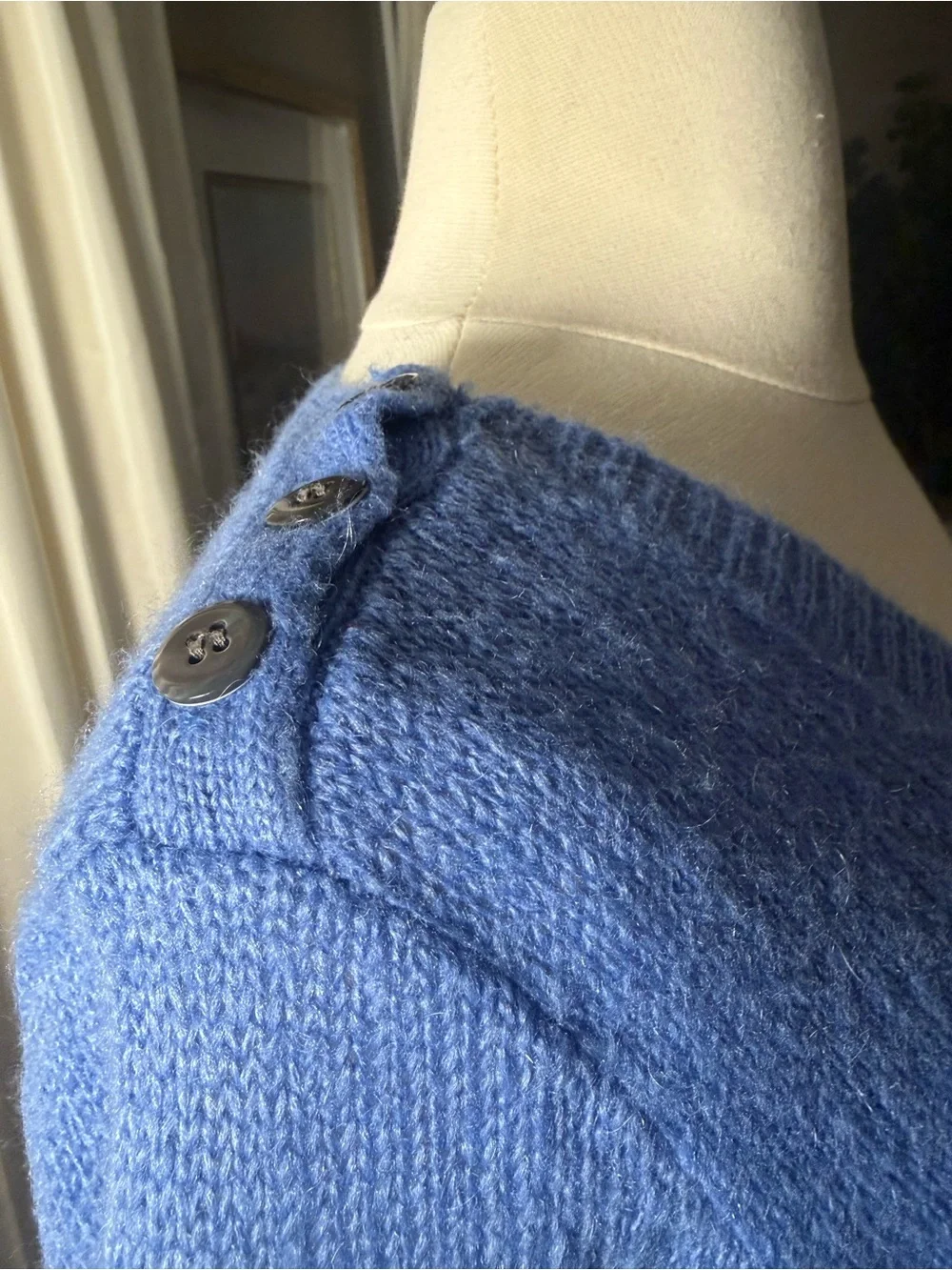 J Crew V-Neck Light Blue Fuzzy Knit Sweater